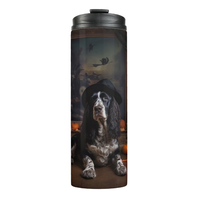 Termo Cocker Spaniel Inglés Calabazas Halloween Espeluzn (Anverso)