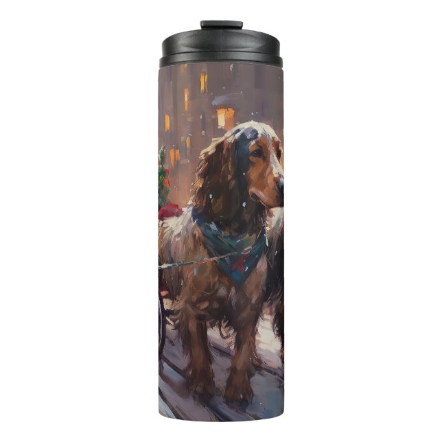 Termo Cocker Spaniel inglés temporada festiva de Navidad (Anverso)
