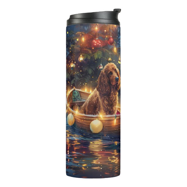 Termo Cocker Spaniel Viaje Festivo de Navidad (Rotado hacia la izquierda)