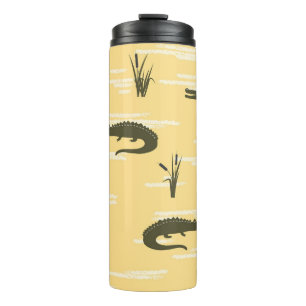 Termo Cocodrilos vintage: Patrón amarillo sin foco