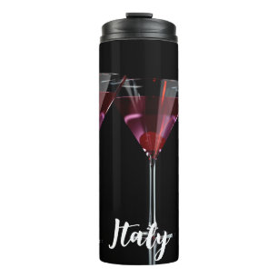 Termo Cócteles rojos en vidrio martini con cereza