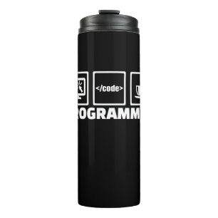 Termo Código De Escritura Y Café De Bebida De Programado