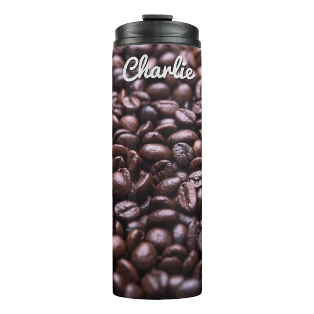 Termo Coffee Beans nombre personalizado tumbler (Anverso)