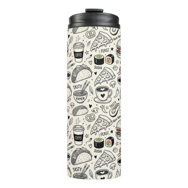 Termo Coffee & Café Doodle Pattern –Cute Hand Drawn Food (Anverso)