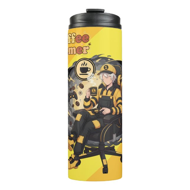 Termo Coffee Gamer Anime Boy Yellow Aesthetic Art (Anverso)
