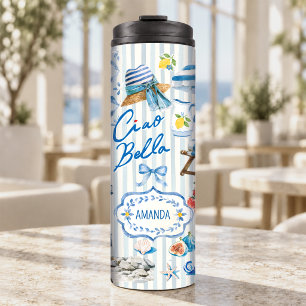 Termo Colage de cítrico elegante turquesa azul siciliano