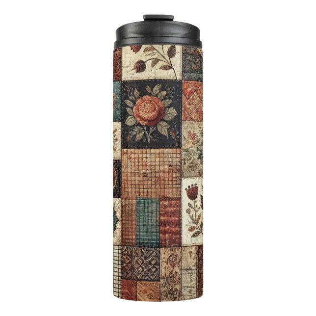 Termo Colcha de Terracota Patchwork Rústico Boho Floral  (Anverso)