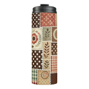Termo Colcha de Terracota Patchwork Rústico Boho Floral 