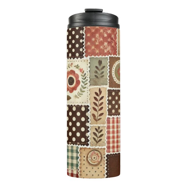 Termo Colcha de Terracota Patchwork Rústico Boho Floral  (Anverso)