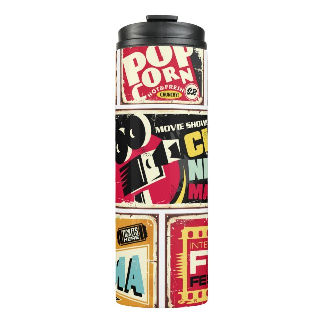 Termo Colección de carteles de estaño de cine de época.  (Anverso)