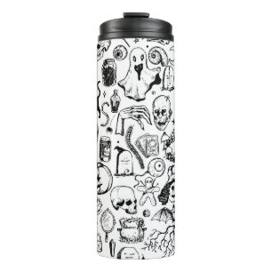 Termo Colección de Doodles de Halloween, estilo de época