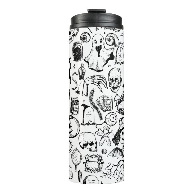 Termo Colección de Doodles de Halloween, estilo de época (Anverso)