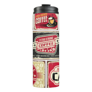 Termo Colección de signos y etiquetas de café. Retro y v
