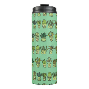 Termo Colección dibujada a mano con garabatos de cactus.