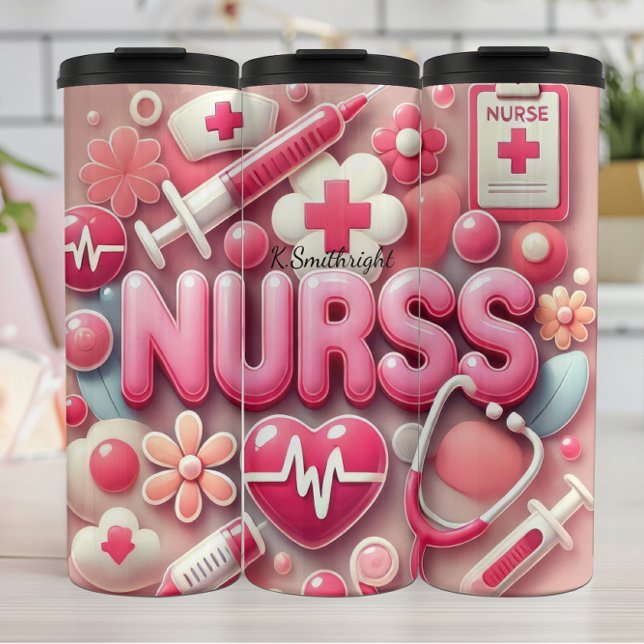 Termo Colegio Médico de Enfermera 3D Rosa (Subido por el creador)
