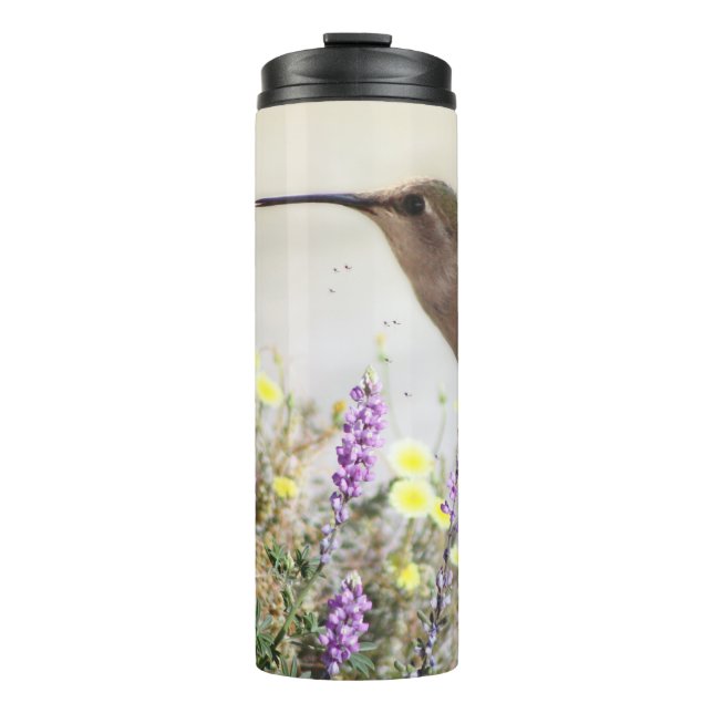 Termo Colibrí y flores silvestres arte digital (Anverso)