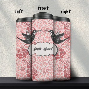 Termo Colibríes Grunge Floral Art Nouveau Rosa