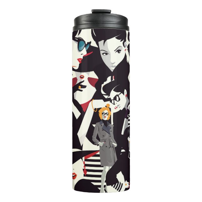 Termo Collage de chicas de moda: arte pop (Anverso)