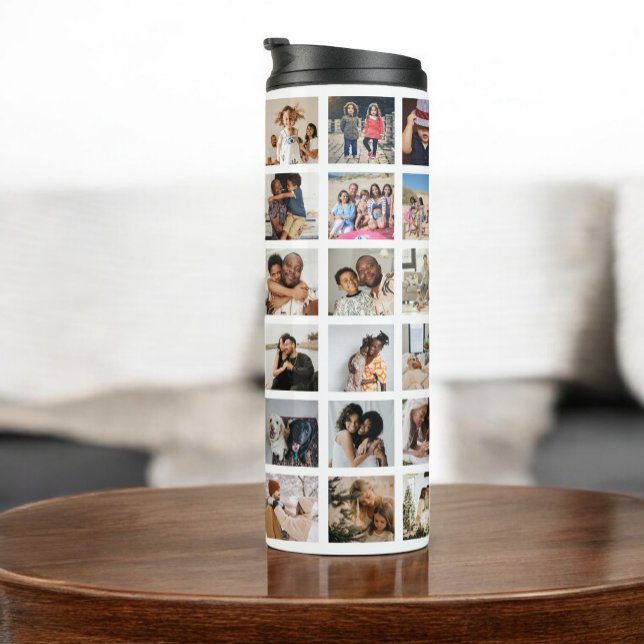 Termo Collage de fotos 42 personalizado (Personalized 42 Photo Collage Thermal Tumbler by Ricaso. Add your own photographs, photo gift ideas)