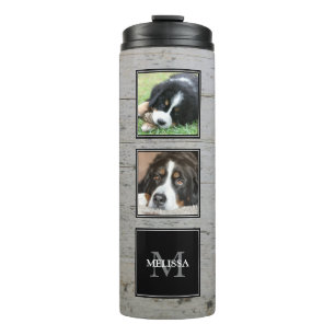 Termo Collage de fotos mascotas en madera personalizada