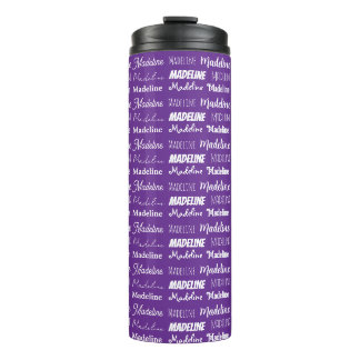 Termo Collage de nombre personalizado morado bonito
