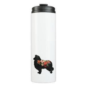 Termo Collie Dog Raza Silhouette Floral Bohemiana
