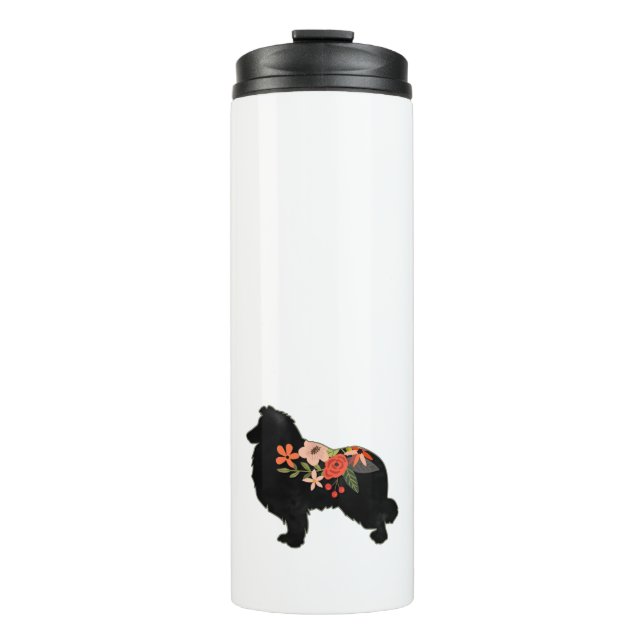 Termo Collie Dog Raza Silhouette Floral Bohemiana (Anverso)