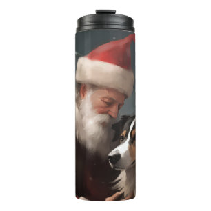 Termo Collie fronterizo con Navidades festivos de Santa