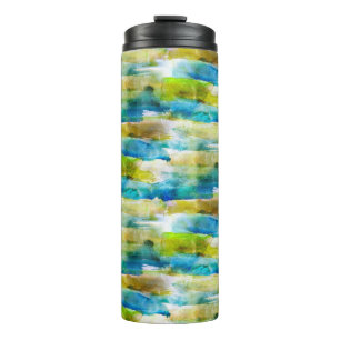 Termo Color de agua abstracto verde, azul