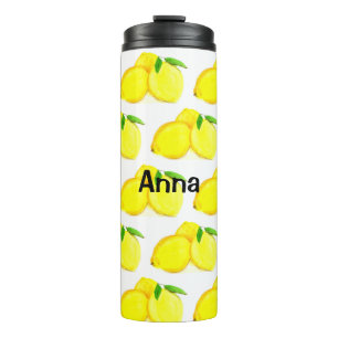 Termo Color de agua del patrón de fruta amarilla de lemo