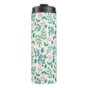 Termo color de agua flores rosas patrón fresco mujeres r