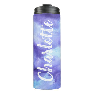 Termo Color de agua violeta morado personalizado con nom
