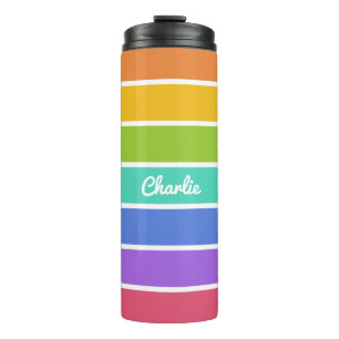 Termo Color del arcoiris nombre personalizado tumbler