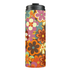 Termo Color Floral vintage Seamless Pattern. Retro 70