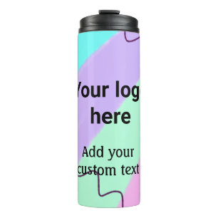 Termo Color pastel simple, añade tu logotipo, texto pers