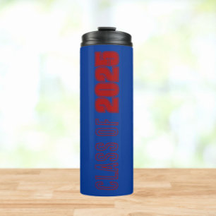 Termo Colores escolares azul real y rojo Año de la promo