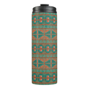 Termo Colores geométricos de cobre Teal del suroeste