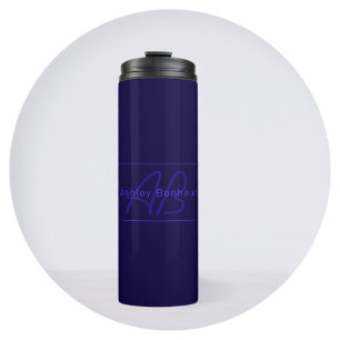 Termo Colores Modernos de Morado Oscuro Nombre y Monog