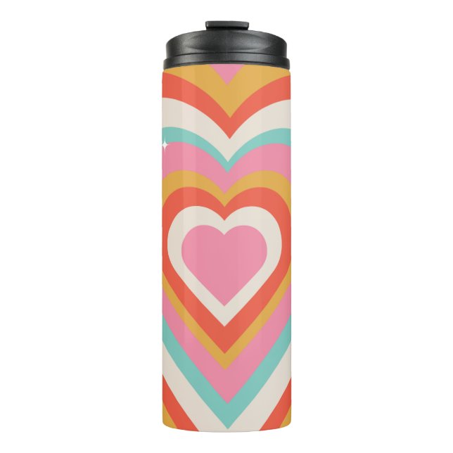 Termo Colorful Retro Hearts with Sparkles | Valentine  (Anverso)