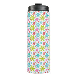Termo Colorful Retro Snowflakes Christmas Custom Name