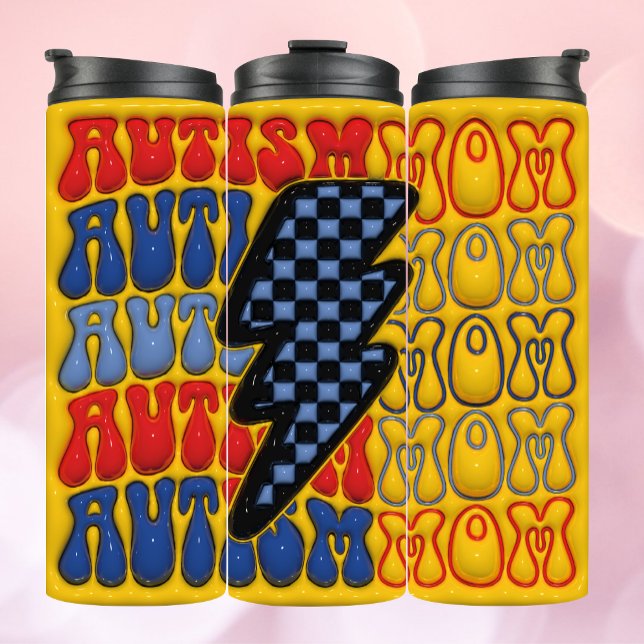 Termo ¡Colorida madre del autismo inflado en 3D Tumbler! (Subido por el creador)