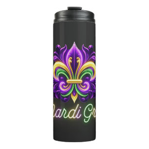 Termo Colorida Neon Mardi Gras Fleur de lis