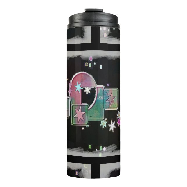 Termo Coloridas estrellas Tumbler termal negro (Anverso)
