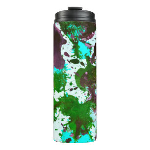 Termo Colorido Abstract Splatter Paint Green y Purple