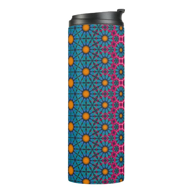 Termo Colorido diseño floral barrido de viaje (Rotado hacia la izquierda)