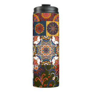 Termo Colorido mosaico de cuadros: estilo de cerámica ma