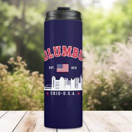 Termo Columbus Skyline Vintage City Art