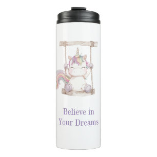 Termo Columpio de Unicornio Blanco Morado