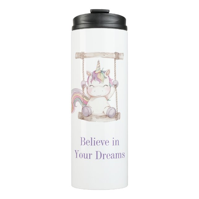 Termo Columpio de Unicornio Blanco Morado   (Anverso)