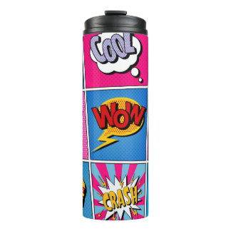 Termo Comic Bubbles Set. Expresiones Bom, Guay, Pow, Oop
